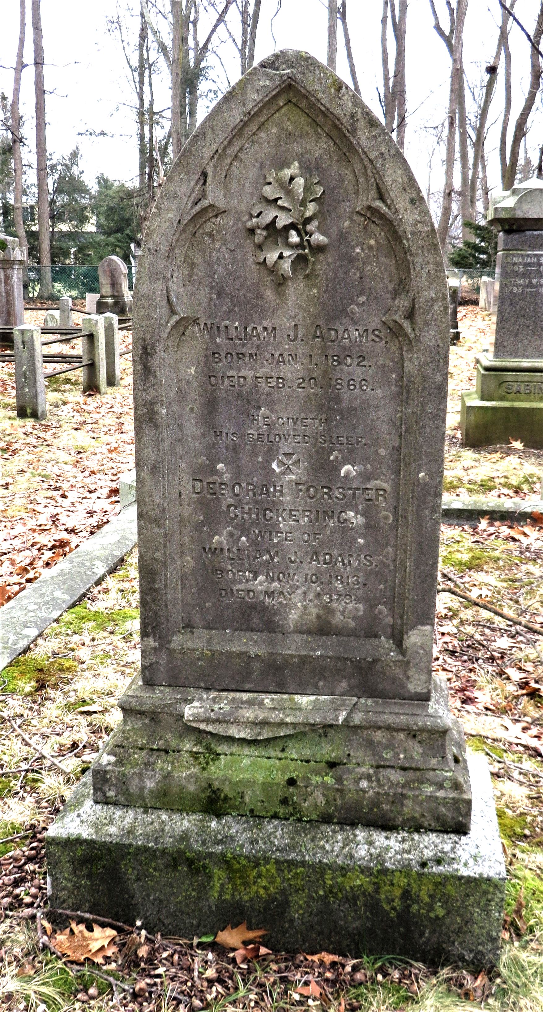 William J. Adams & Deborah Forster (Chickering) Adams grave
