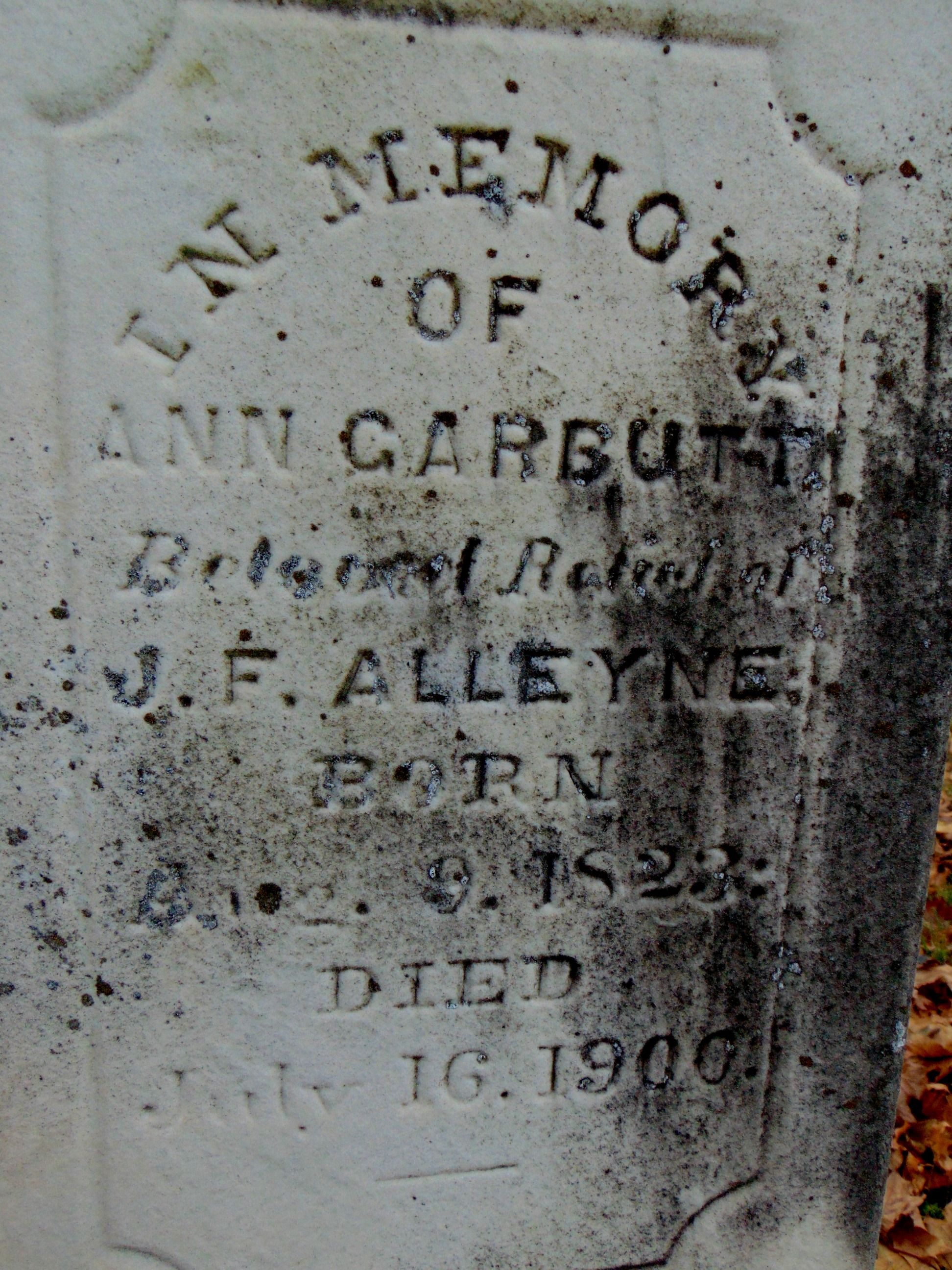 Ann (Garbutt) Alleyne grave