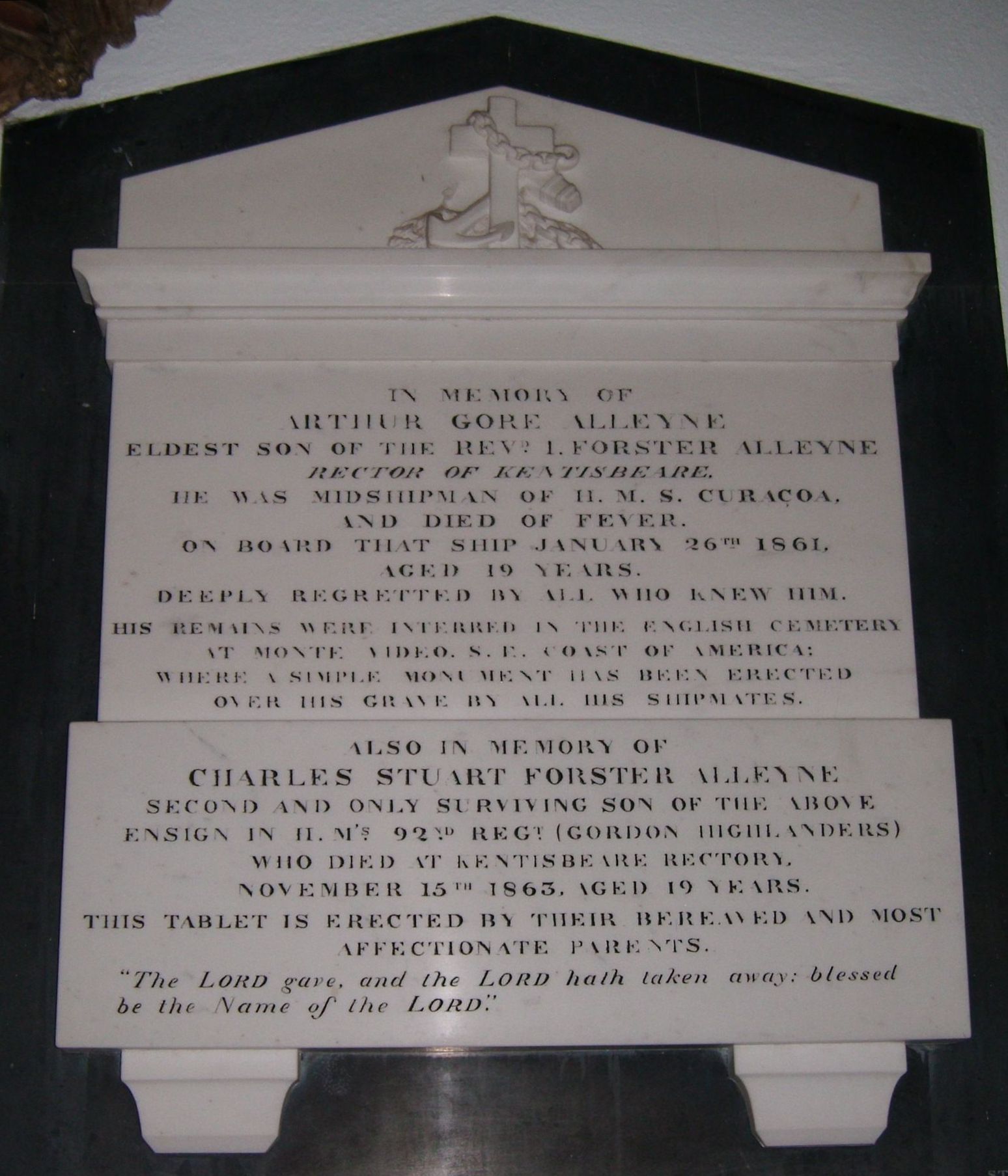 Arthur Gore & Charles Stuart Forster Alleyne plaque