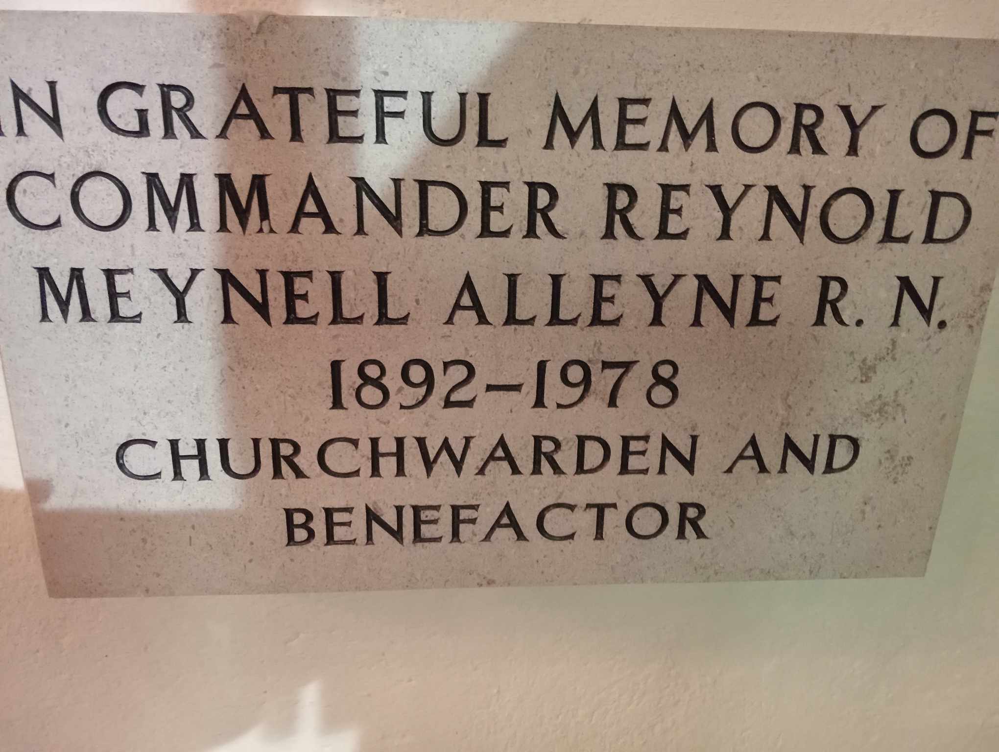Cdr. Reynold Meynell Alleyne plaque