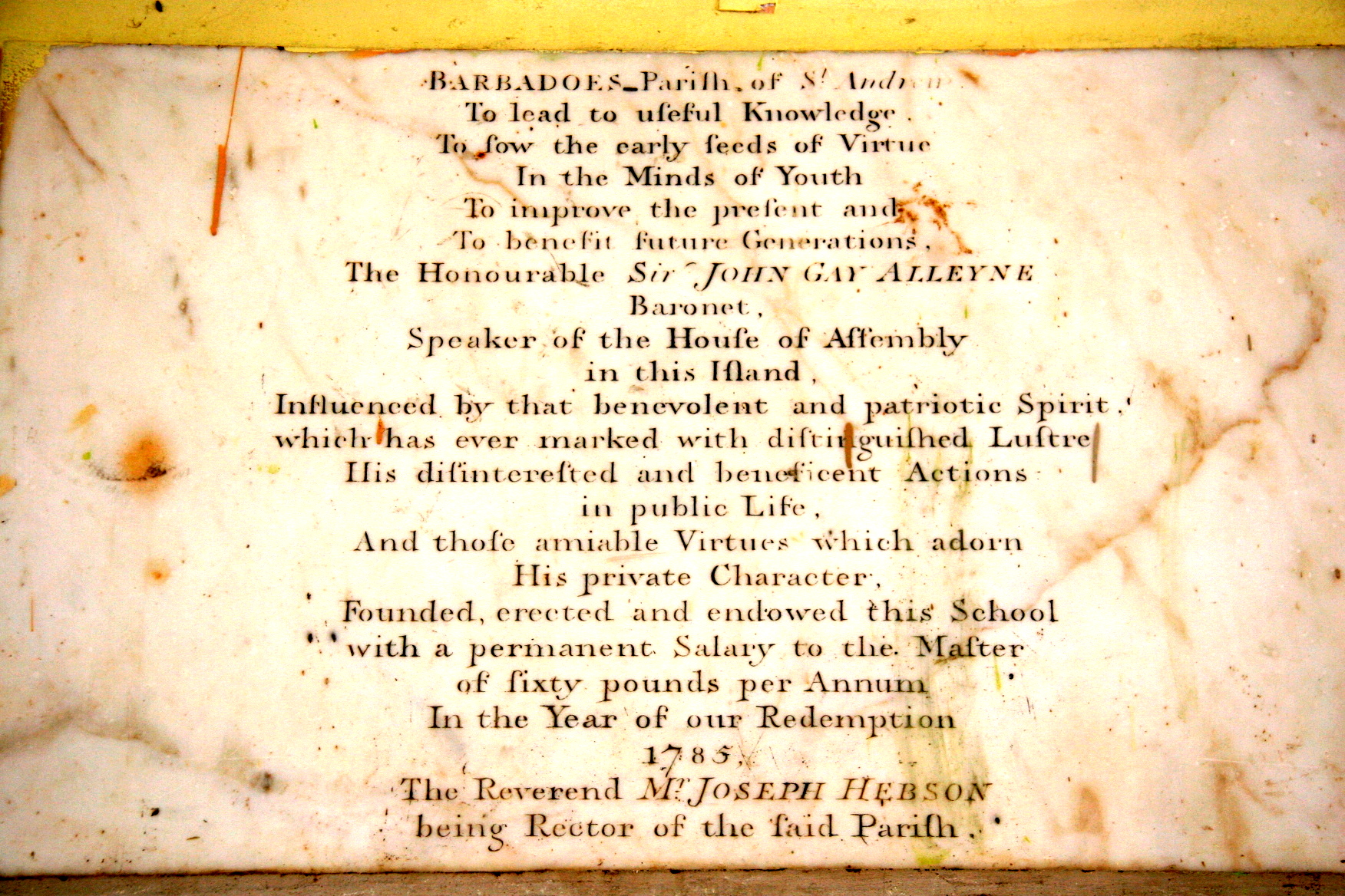 The Alleyne School plaque