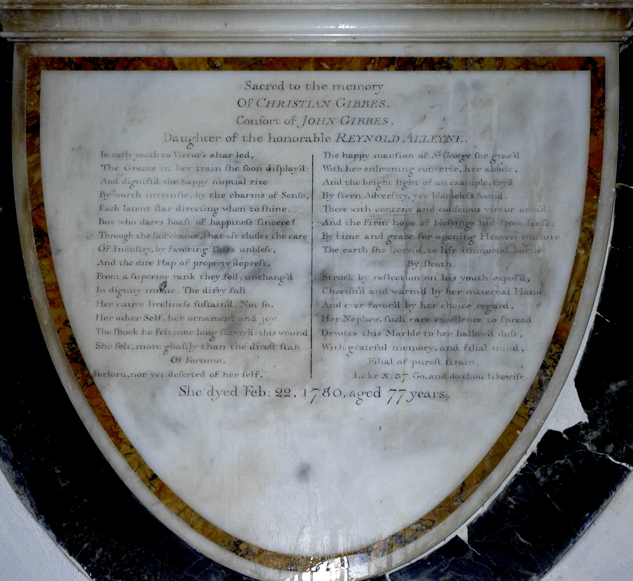 Christian (Alleyne) Gibbes plaque