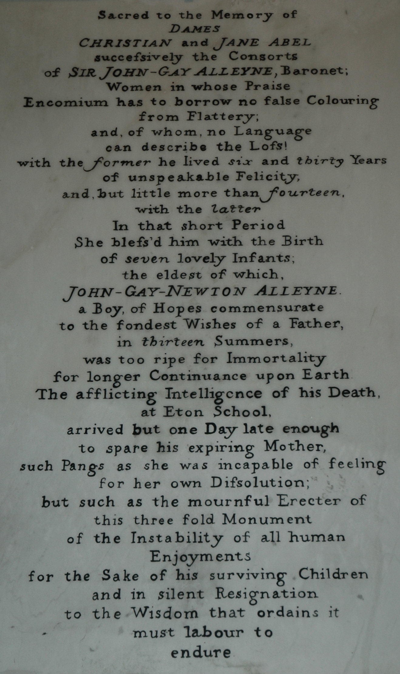 Christian (Dottin) & Jane Abel (Alleyne) plaque